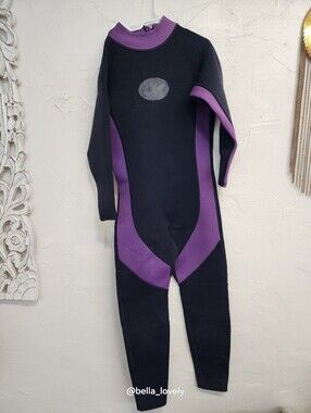 XL Kids Black and Purple One-Piece Wetsuit
